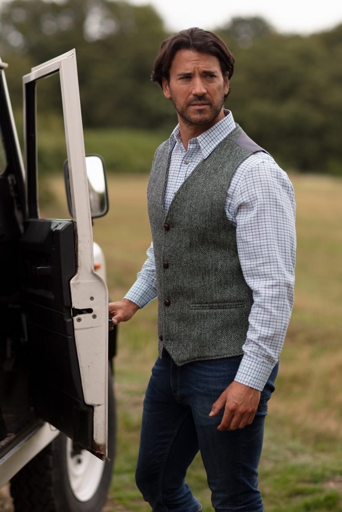 Men's Classic Scottish Harris Tweed Grey Waistcoat for Any Occasion ...