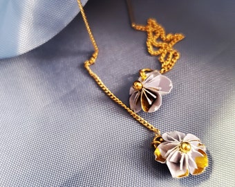 Gold Washi Paper Threader Earrings Elegant Insect Earrings Asymmetrical Black Gold Waves Triple Swallowtail Butterfly Threader Earrings