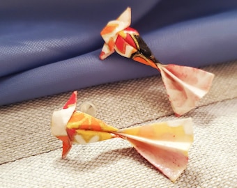 Orange Origami Fish Studs, Koi Fish Jewelry, Washi Paper Carp Earrings, Bridal, Anniversary Gift, Best Friend, Birthday Gift, Mother's day