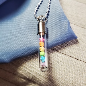 Tiny Origami Star Vial Pendant, LGBTQ+ Pride, Rainbow Star Vial Pendant, Lucky Stars, LGBTQ+ Flag Jewelry, Birthday Gift, Best Friend