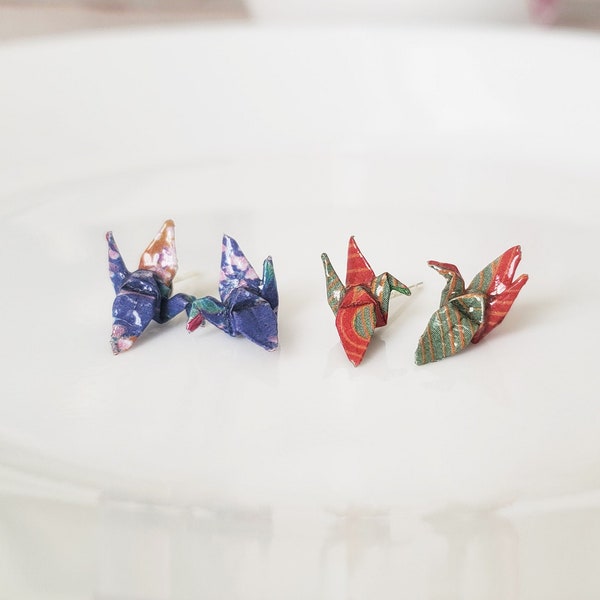 Minature Origami Crane Studs, Tiny Origami Crane Studs, Birthday Gift, Mini Crane, Subtle Earrings, Everyday Earrings, Gift for Her