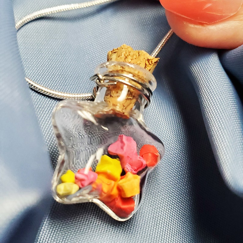 Tiny Origami Star Bottle Pendant Rainbow Star Bottle Pendant Etsy