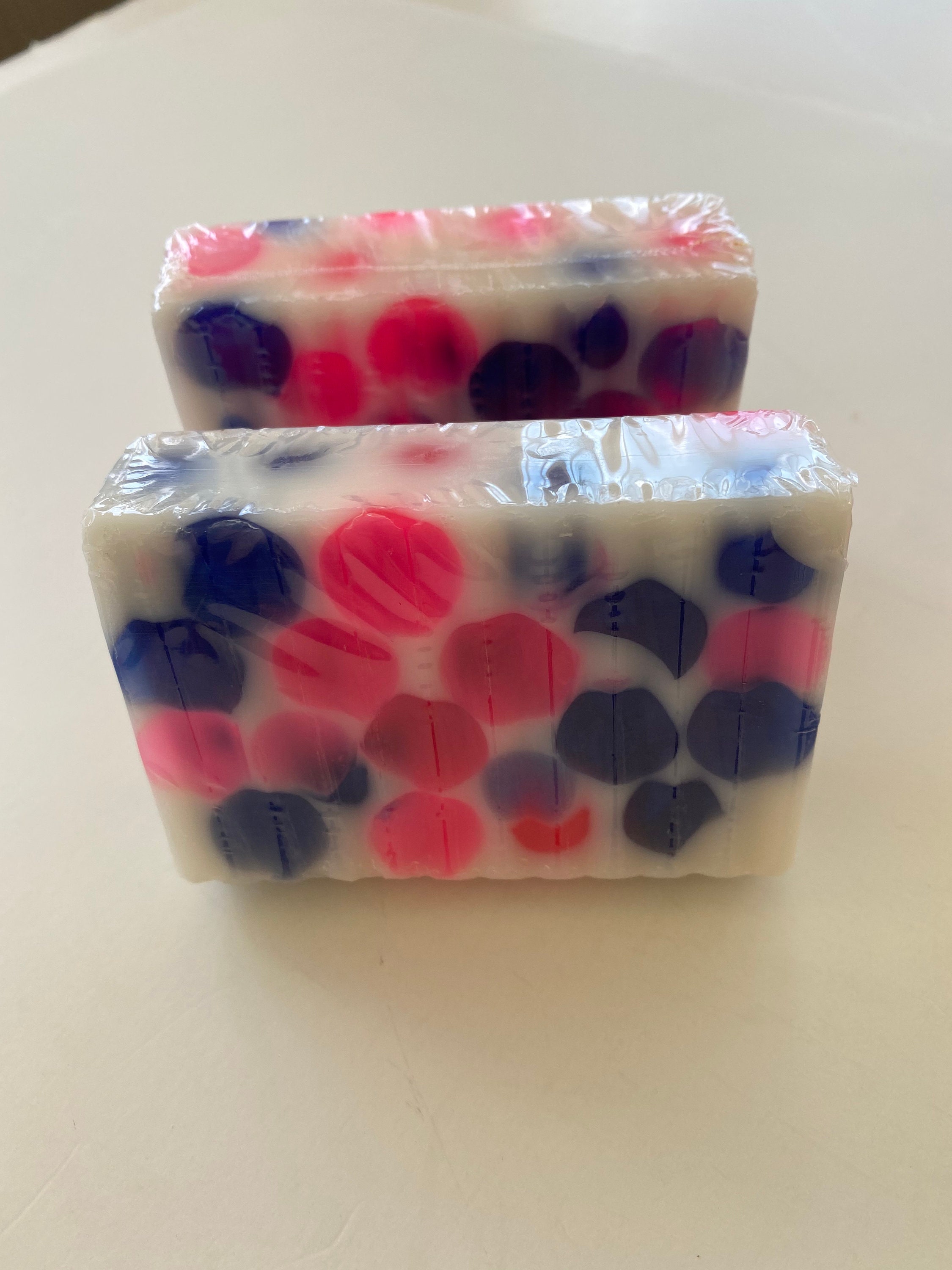 Dots Handmade Decorative Soap Bar with Pink and Blue Dots in Etsy