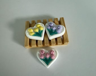 Tulip Whispers Heart Soap, tulip soap, heart soap, flower soap, Wildflower soap, wedding favor soap, gift for her, wedding shower favor