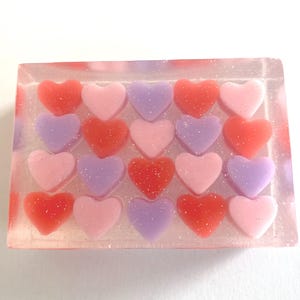 Heart Glitter Soap, Heart Soap, Valentine's Day, Valentine's Day Soap, Gift for Her, Gift for Mom, Mini Heart Soap, Gift Soap, Birthday Soap