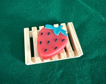 Strawberry Soap, Fruit soap, food soap, vegetable soap, gift for her, red soap, strawberries, wedding favor soap, shower soap, bath soap