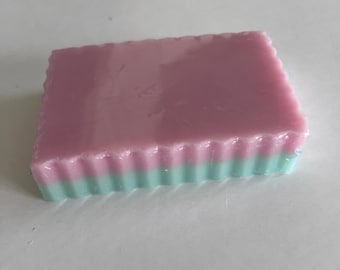 Mermaid Springs, Scalloped Two Tone Pink/Green Goat's Milk Soap Scented w/Saltwater Mermaid, Coastal Soap, Gift for Her, Beach Soap, Mermaid
