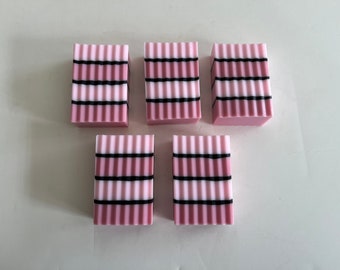 Pink Paradise Striped Dark Pink and Light Pink Soap with Black Stripes Scented with Sweet Pea, Gifts for Her, Striped Soap, Spa Soap