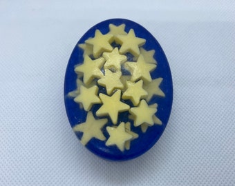 Starry Night Oval Blue with Yellow Stars Soap, Galaxy Soap, Star Soap, Outer Space Soap, Gift Soap, Interstellar Soap, Galaxy soap, Wedding