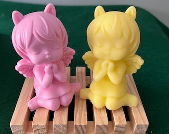 Angel Girl Kneeling Soap in Pink or Yellow, Girl Soap, Angel soap, girl praying, precious moments, gift for her, statue soap, communion gift