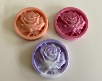 Rose Round Soap, Flower Soap, Floral Soap, Spring Soap, Gift for Her, Summer Soap, Swirly Soap, Round Soap, Wedding Favors, Roses
