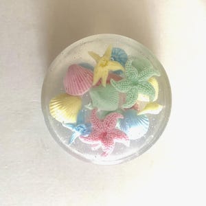 Seashells Pastel Colors Soap Embedded in Clear with Glitter, tropical soap, coastal soap, seashell soap, pastel soap, beach soap, Ocean soap