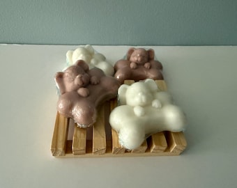 Dog with a Bone Soap in White, & Tan, pet soap, dog soap, animal soap, pet lover's gift, gift for her, gift for him, kids soap, puppy soap