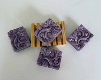 Purple Wave Soap, wave soap, scalloped soap, wavy soap, gift for her, gift for him, bar soap, purple soap, handcrafted soap, swirly soap