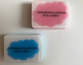 Congratulations Soap Boy Blue or Girl Pink, Baby shower Soap, Customizable Soap, Baby Girl Soap, Baby Boy Soap, Shower Soap, Baby soap