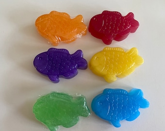 Colorful "Fun-Whimsical Fish" Aqua Blue Lavender Yellow FISH-shaped Soap Dishes 