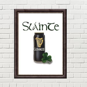 Irische Bierkunst | Slainte | Aquarell Kunst | Wandkunst | Irisches Bier Wandkunst