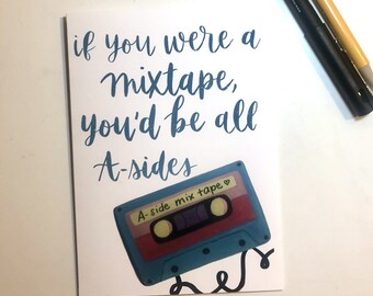 illustration Mixtape côté A de Zazzle.be Liste d'envies Vous avez des idées ? Carte de voeux mignonne et nostalgique | Carte de voeux à imprimé aquarelle | Art de l'avenue Est