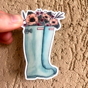 &quot;Aquarell &quot;&quot;Regenstiefel&quot;&quot; Aufkleber: Wetterfester Vinyl-Aufkleber.&quot;