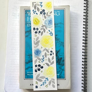Hand-painted Watercolor Floral Bookmark: Botanical Roses & Foliage