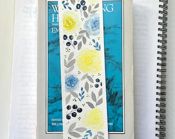 Hand-painted Watercolor Floral Bookmark: Botanical Roses & Foliage