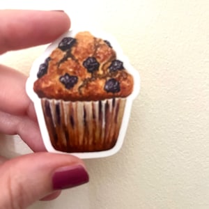 Watercolor Blueberry Muffin Sticker | Hand-Painted Food Art | Bakery Decal | Foodie Gift | Water-Resistant Vinyl Decal | East Ave Art