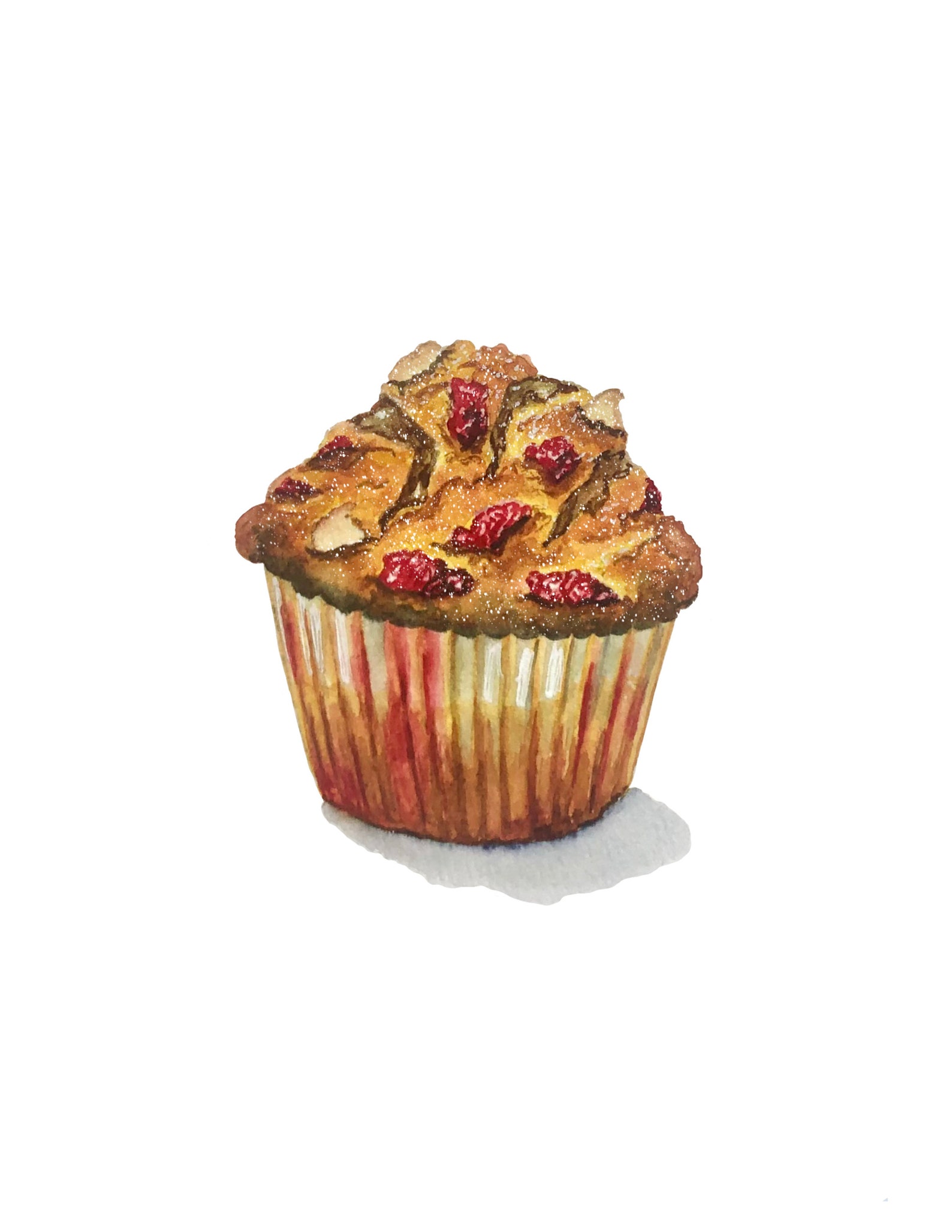 Raspberry Muffin Print | Cozy Watercolor Print | Kitchen Wall Art ...
