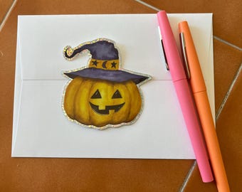 Adesivo retrò con zucca di Halloween: adesivo in vinile con motivo Jack-o'-Lantern scintillante