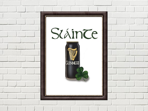 Slainte Irish Beer Can Watercolor Art Wall Art Irish Beer Wall Art - Etsy