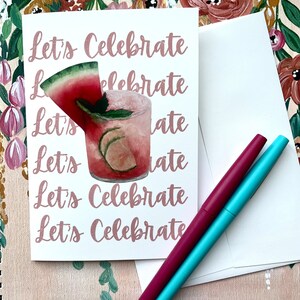 Célébrons une boisson estivale à la pastèque Carte de vœux | Aquarelle légère de boisson de pastèque Carte de Vœux de Zazzle.be Liste d'envies Vous avez des idées ? Art de l'avenue Est
