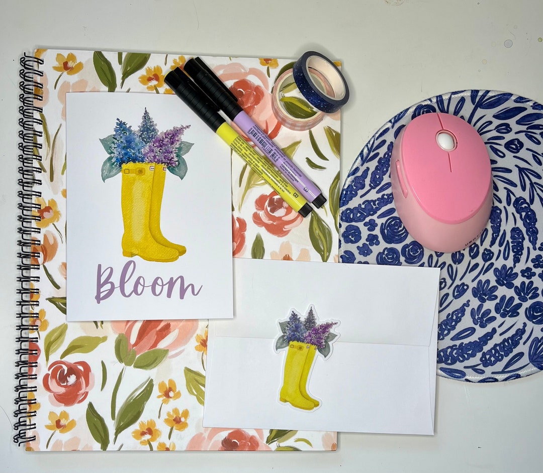 Hand Lettered Watercolor Card of Spring Florals | Bloom Spring Florals ...