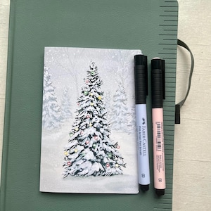 Picturesque Christmas Tree Holiday Card | Christmas Snowy Landscape Greeting Card