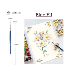 Watercolor Brush, Zhu Yu-Tang &quot;Blue Elf&quot; Fine Point Round Detail Paint Brush, Synthetic Hair
