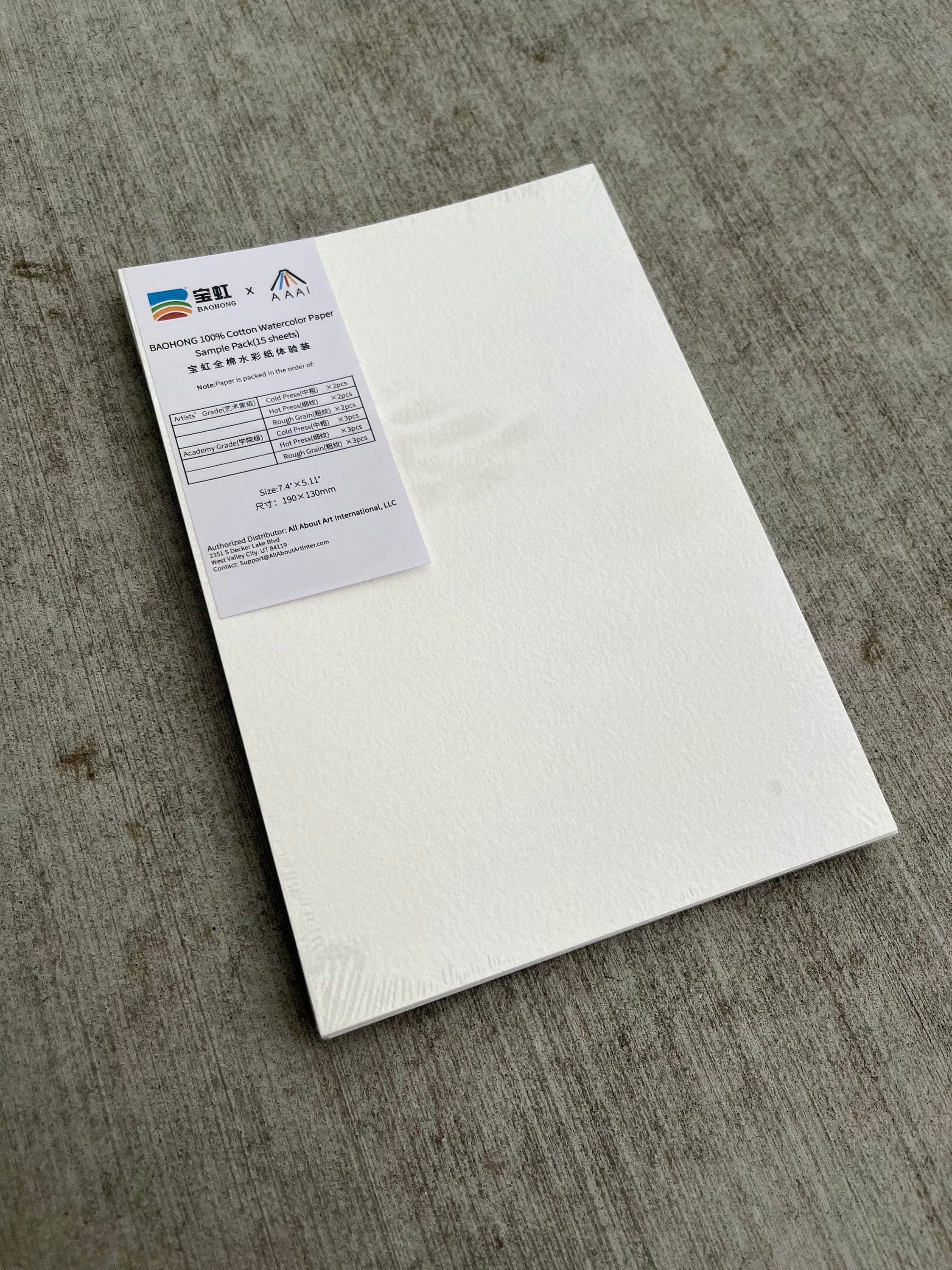 BAOHONG Trial Set, 190mm130mm Academy & Artists Watercolor Paper 100%  Cotton, 140lb/300gsm, Textured Cold Press/hot Press/rough, 15 Sheets -   Israel