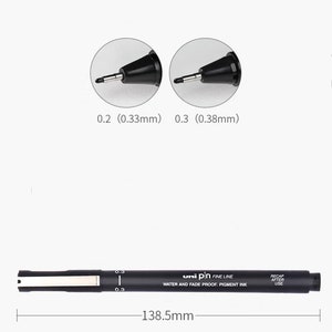 Uni Pin Fine Liner Pen - 0.1 mm/0.2mm/ 0.5mm Black