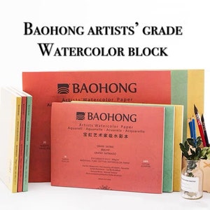  BAOHONG Academy' Watercolor Paper, 100% Cotton, Acid-Free,  140LB/300GSM (Textured Cold Press 390x540mm, Roll of 10 Sheets)