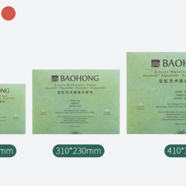 BAOHONG Textured Cold Press Artists‘ Watercolor Paper 100% Cotton, 140lb/300gsm, Watercolor Block, 20 sheets