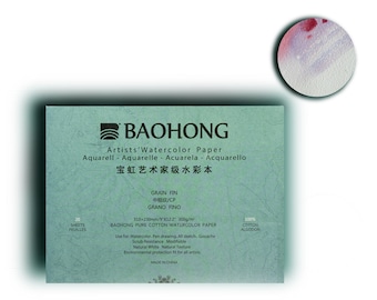 BAOHONG 9”x12.2”Artists‘ Watercolor Paper 100% Cotton, 140lb/300gsm, Textured Cold Press, Watercolor Block, 20 sheets