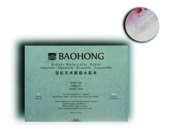 BAOHONG Hot Press Artists Watercolor Paper 100% Cotton, 140lb/300gsm,  Watercolor Block, 20 Sheets -  Denmark