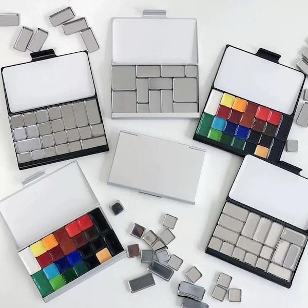 Portable Aluminum Slim Watercolor Palette for Artists on the Go
