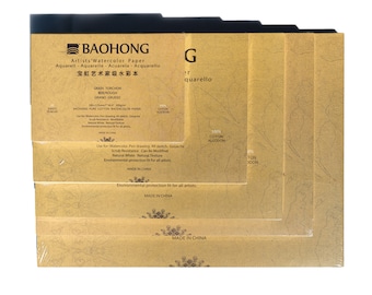 BAOHONG Rough Grain Artists' Watercolor Block, 20 Sheets,  100% Cotton, Acid-Free, 140LB/300GSM, Art Paper for Watercolors, Dry, Wet Media