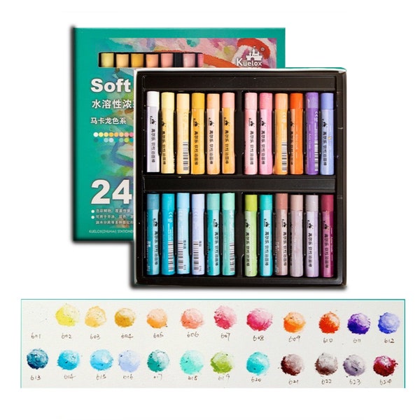 Kuelox Oil Pastels, 24+2 Macaroon Colors Artist Soft Oil Pastels, Vibrant and Creamy, for beginners to Artists, Kids to Adults Art Painting