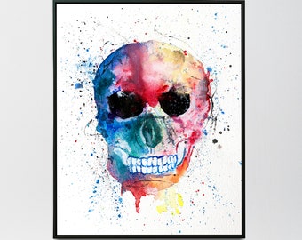 Schedelschilderij, schedeldecor, schedelkleur, schedelkunst, schedelonderdruk, schedeldecoratie, regenboog, schedelklemkunst, schedel digitale druk