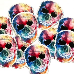 Skull white background sticker, skull watercolor sticker, laptop sticker, laptop decal, waterbottle sticker, skull painting, vinyl sticker