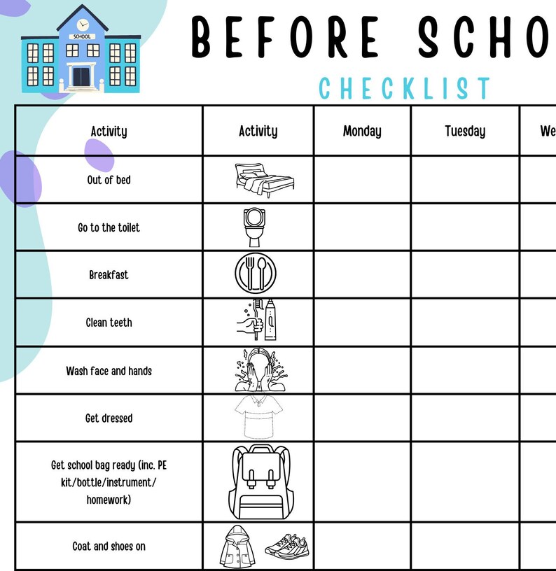 Before School Checklist Digital Download - Etsy