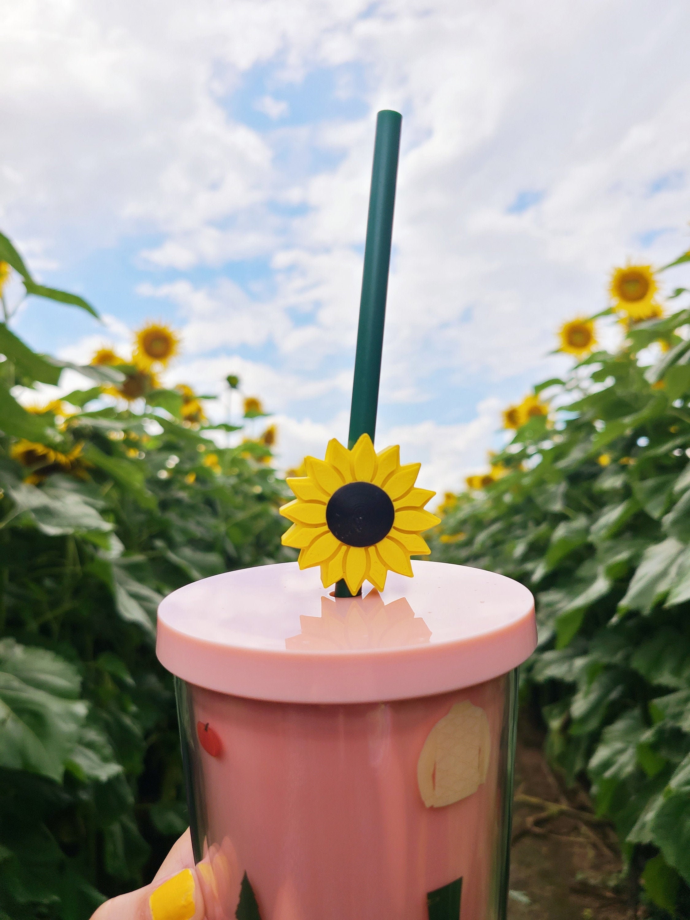 Sunflower Cup / Personalized Glass With Bamboo Lid And Straw – Farmhouse  for the Soul