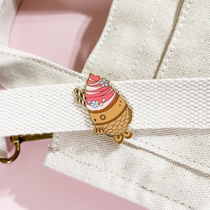 Taiyaki Ice Cream Enamel Pin | Cute Enamel Pin | Kawaii Aesthetic | Cute Enamel Pins | Anime Pin | Asian Aesthetic | Japanese Enamel Pin