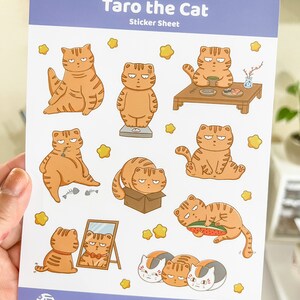Cute Sticker Sheet, 5x7&quot; Sticker Sheet, 9 Cat Stickers, Cat Sticker Sheet, Cat Lovers Gifts, Cute Cat Stickers, Chonky Cats, Orange Cat