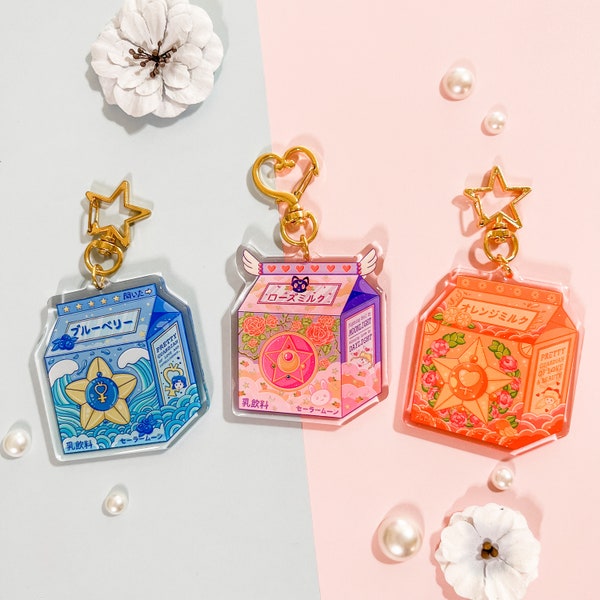 Cute Anime Keychain, Milk Carton Keychain, Cute Charm, Acrylic Keychain Charm, Sailor Moon Aesthetic, Sailor Moon 90s Anime