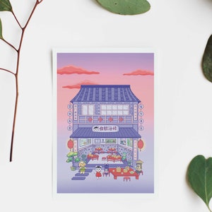 Chinese Dim Sum Restaurant Art Print, 5x7 Art Print, Lofi Aesthetic, Cute Wall Art, Chinese Aesthetic, Asian Art, Dim Sum, ACH Art, Cute Art